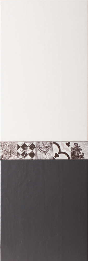 Linen Matt White, Matt Anthracite & Victoria Black Listello Bathroom Wall Tiles